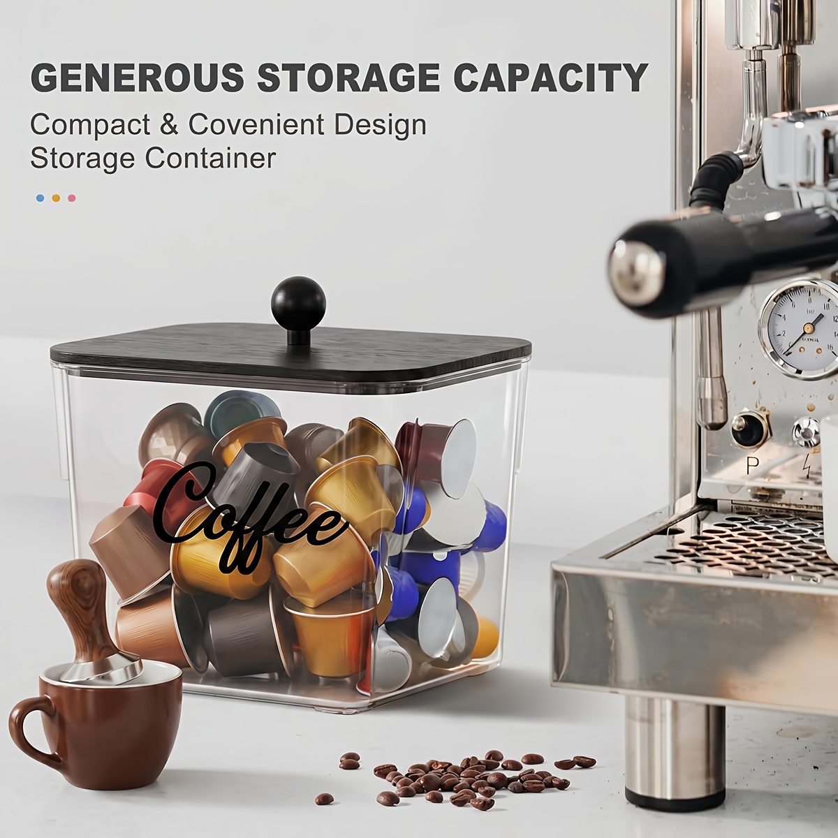 蓋付きコーヒーポッドホルダー プラスチック製収納ボックス K - Kitchen Gadgets Organizer のレビューと価格