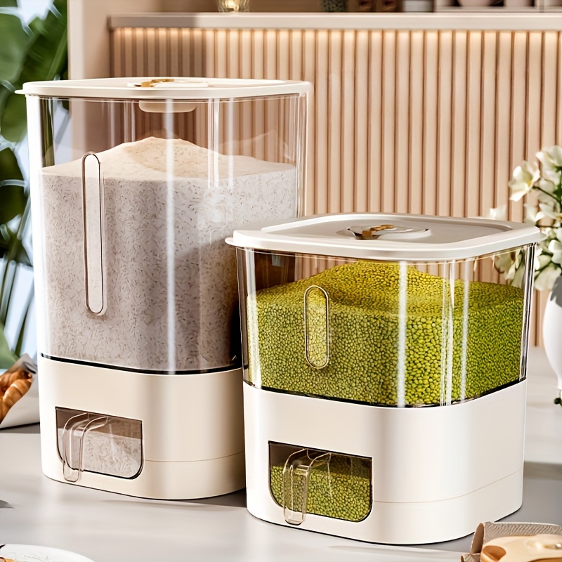 14ポンド容量の米びつ、蓋付き大型穀物容器、計量シリンダー付 - Kitchen Gadgets Organizer のレビューと価格