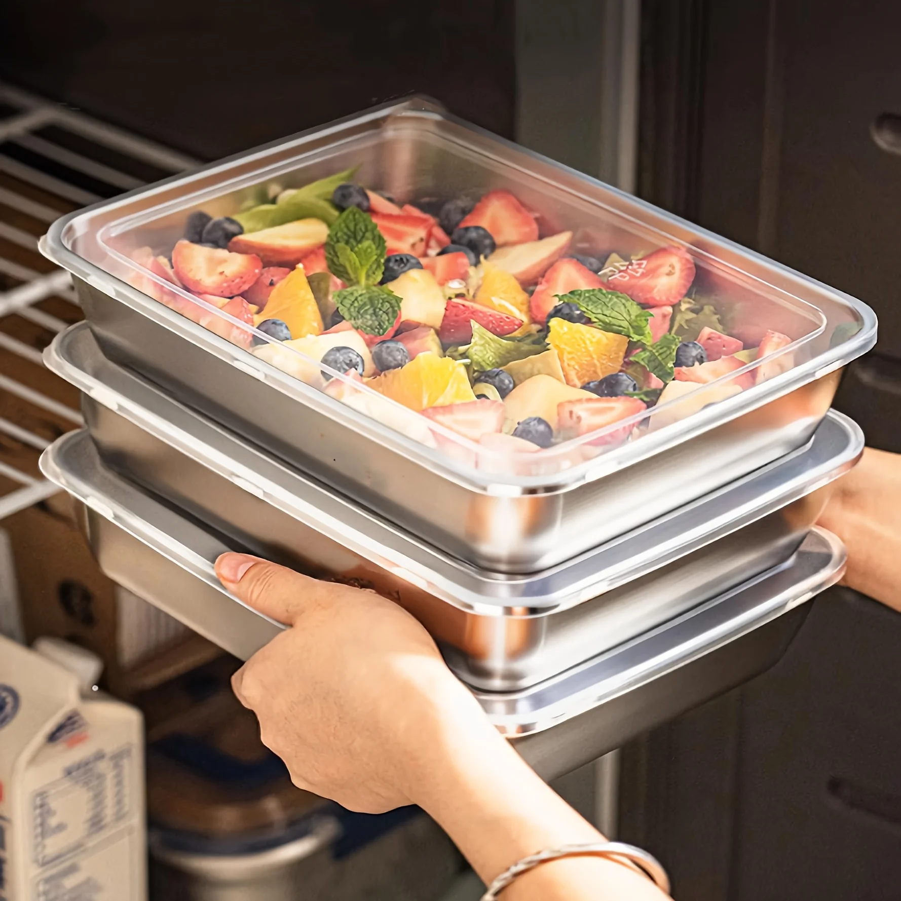 3個入りステンレス製食品容器＆ランチボックス、漏れ防止スタッ - Kitchen Gadgets Organizer のレビューと価格