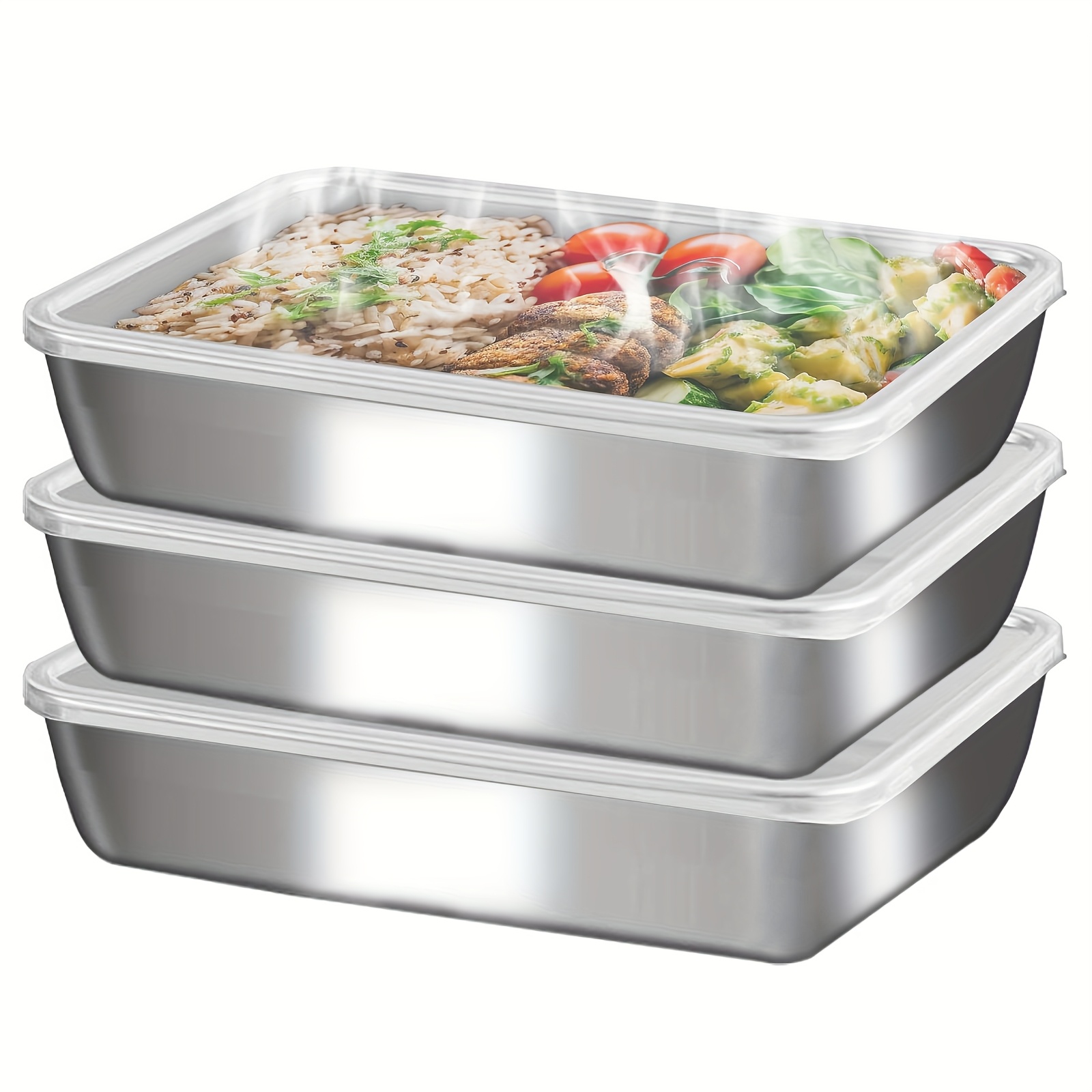 3個入りステンレス製食品容器＆ランチボックス、漏れ防止スタッ - Kitchen Gadgets Organizer のレビューと価格