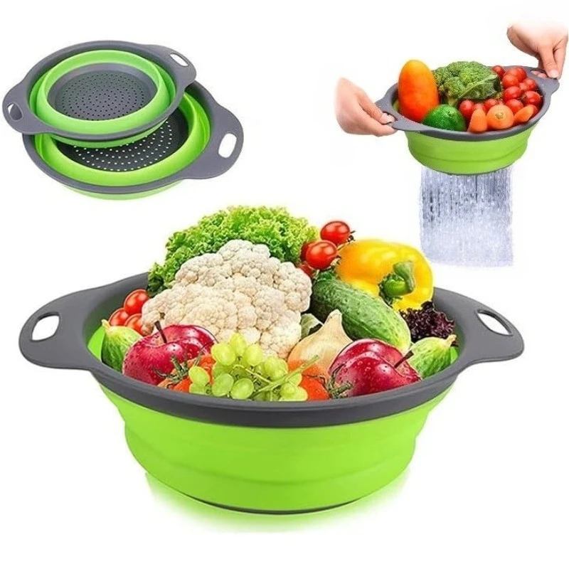 1個入り、折りたたみ式シリコン製ザルバスケット。野菜や果物用 - Kitchen Gadgets Organizer のレビューと価格